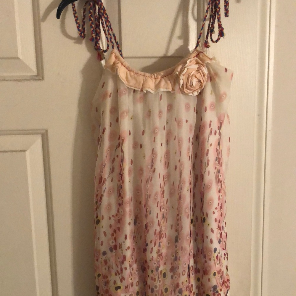 Pink and Orange Sleeveless Spaghetti Strap Blouse